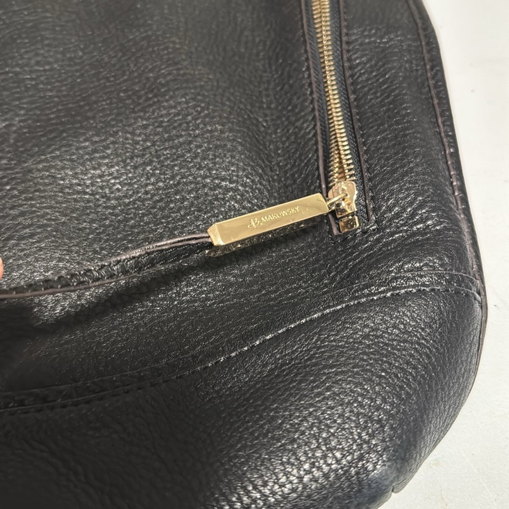 B. Makowsky Black Leather Shoulder Bag - Picture 2 of 5